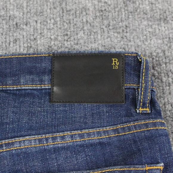 R13 Jeans Womens 27 Blue Biker Boy Howell Indigo Skinny Stretch Made Italy - Picture 11 of 16